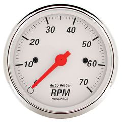 Autometer Gauge, Tachometer, 3 1/8", 7K Rpm, In-Dash, Arctic White