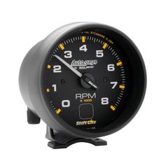 Autometer Gauge, Tach, 3 3/4", 8K Rpm, Pedestal W/ Shift Light, Blk Dial Blk Case, Ag