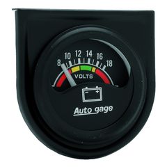 Autometer Gauge Console, Voltmeter, 1.5", 18V, Blk Dial, Blk Bezel, Autogage