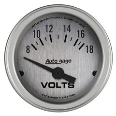 Autometer Gauge Console, Voltmeter, 2 1/16", 18V, Slvr Dial, Slvr Bezel, Autogage