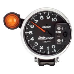 Autometer Gauge, Tach, 5", 10K Rpm, Pedestal W/ Ext. Shift-Lite & Mem, Black, Auto Gage