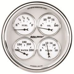 Autometer Gauge, Quad, 5", 240-33Ω, Elec, Old Tyme White Ii