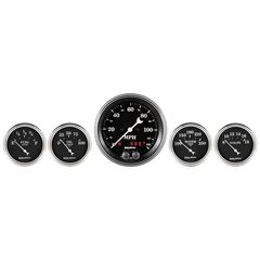 Autometer Gauge Kit, 5 Pc., 3 3/8" & 2 1/16", Gps Speedometer, Old Tyme Black