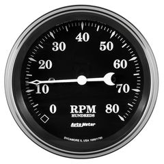Autometer Gauge, Tachometer, 3 3/8", 8K Rpm, In-Dash, Old Tyme Black