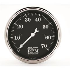 Autometer Gauge, Tachometer, 3 1/8", 7K Rpm, In-Dash, Old Tyme Black