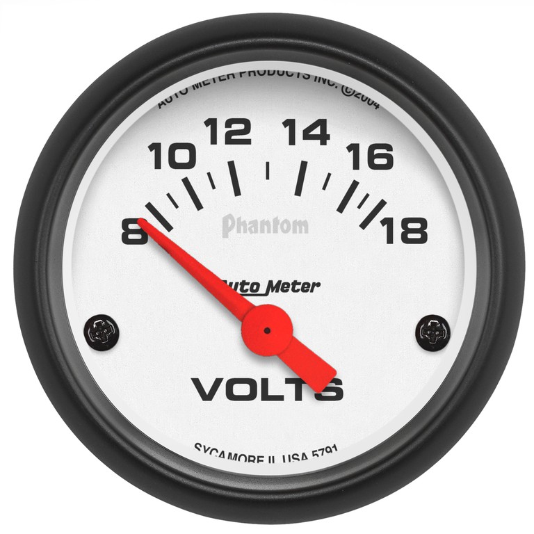 Autometer Gauge, Voltmeter, 2 1/16", 18V, Elec, Phantom