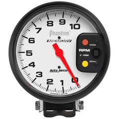 Autometer Gauge, Tachometer, 5", 10K Rpm, Pedestal W/ Peak Rpm Memory, Phantom