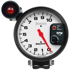 Autometer Gauge, Tachometer, 5", 10K Rpm, Pedestal W/ Ext. Shift-Lite, Phantom