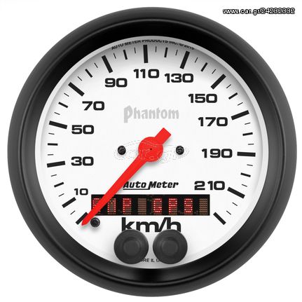 Autometer Gauge, Speedometer, 3 3/8", 225Km/H, Gps, Phantom