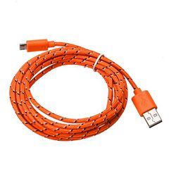 Καλώδιο Braided Φόρτισης και Μεταφοράς Δεδομένων USB σε Micro USB - 1.2m Πορτοκαλί