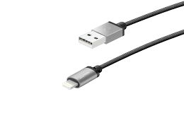 Καλώδιο Δερμάτινο Φόρτισης και Μεταφοράς Δεδομένων USB σε Lightning - 1.2m Ασημί