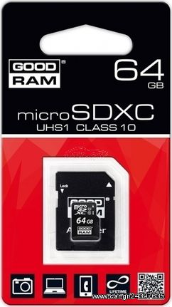 Goodram microSDXC UHS I 64GB class 10 with adapter