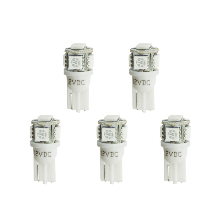 Autometer Led Bulb, Replacement, T3 Wedge, White, 5 Pack