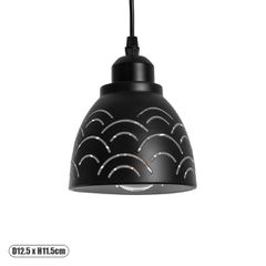 GLOBOSTAR® COOLIE 01482 Μοντέρνο Κρεμαστό Φωτιστικό Οροφής με Ντουί 1 x E27 AC 220-240V IP20 - Μαύρο & Ασημί - Μ12.5 x Π12.5 x Υ11.5cm