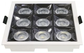 LED Φωτιστικό Χωνευτό Τετράγωνο 13cm x 13cm 36W Με Ανακλαστήρα 38° και 9 SAMSUNG CHIP Θερμό Λευκό 999