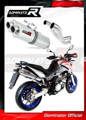 Dominator Εξατμίσεις Διπλά Τελικά Oval S.Steel Aprilia Pegaso 650 Strada 2007 - 2010 Με Σιγαστήρες