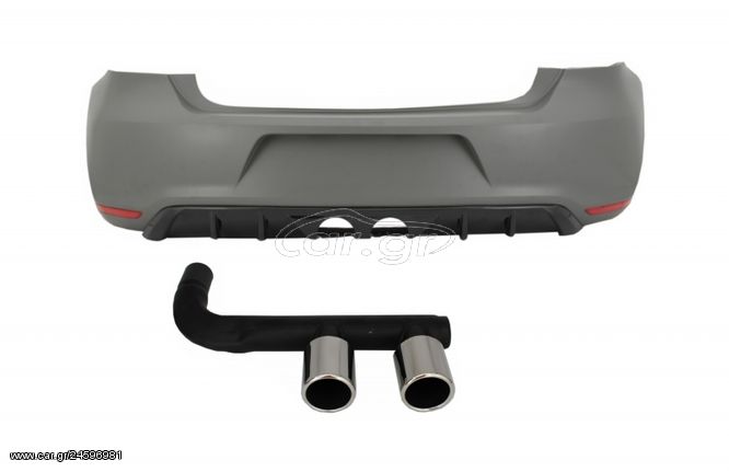 πισω προφυλακτηρα Rear Bumper with Exhaust System suitable for VW Polo 6R (2009-2018) R400 Design Without PDC www.eautoshop.gr