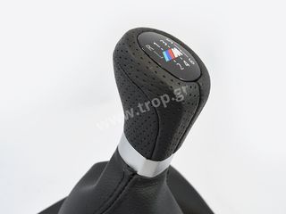 Δερμάτινο Πόμολο Λεβιέ Ταχυτήτων M1 (M-Power) Με Φούσκα για BMW 116, 120 (Σειρά 1)-thumb-2