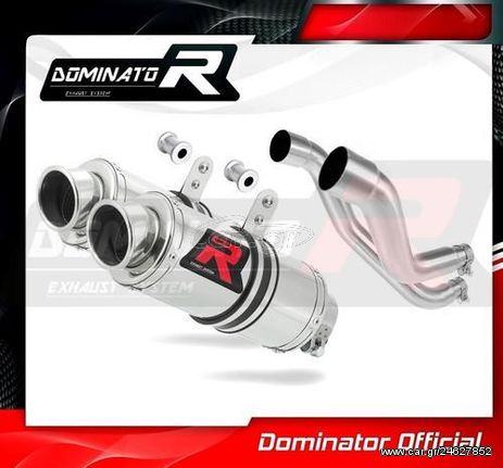 Dominator Εξατμίσεις Διπλά Τελικά GP1 S.Steel Aprilia Pegaso 650 Factory 2007 - 2010 Με Σιγαστήρες