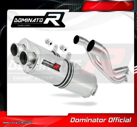 Dominator Εξατμίσεις Διπλά Τελικά Oval S.Steel Aprilia Pegaso 650 Factory 2007 - 2010 Με Σιγαστήρες