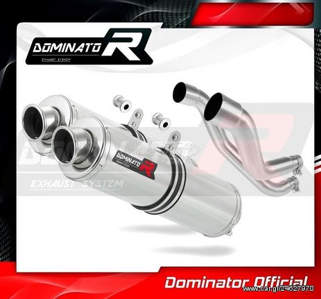 Dominator Εξατμίσεις Διπλά Τελικά Round S.Steel Aprilia Pegaso 650 Factory 2007 - 2010 Με Σιγαστήρες