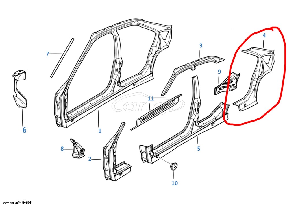 Πίσω αριστερή κολώνα C BMW E36 Ε36 - γνήσιο