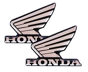Ζευγάρι Αυτοκόλλητα ανάγλυφα φτερά Honda (8,5 x 11,5 εκ.) Χρώμιο-μαύρο