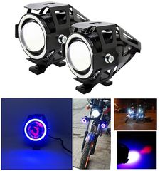 Τεμ. Αδιάβροχος προβολέας μοτοσυκλέτας Cree LED U7 Angel Eyes Μπλέ OEM