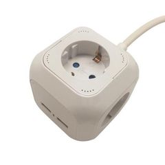 ΠOΛYΠPIZO ΚΥΒΟΣ 4 ΘΕΣΕΩΝ ΜΕ KAΛΩΔIO ΚΑΙ 2 ΘΥΡΕΣ USB 2.1A ΛΕΥΚΟ 147-62160 EUROLAMP