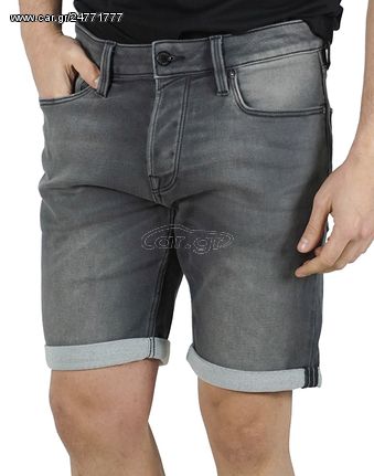 Jack & Jones Ανδρική Βαμβακερή Βερμούδα "RICKICON" Γκρι Regular Fit (12132200) (64% Βαμβάκι, 35% Πολυεστέρας, 1% Ελαστάνη)