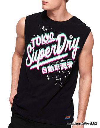 Superdry Ανδρική Βαμβακερή Μπλούζα "TCKET ΤΥΡΕ OV" Μαύρο Slim Fit (Μ60102ΚΤ-02A) (100% Βαμβάκι)