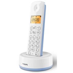 PHILIPS ασύρματο τηλέφωνο D1601S-34 με φωτιζόμενη οθόνη & ελληνικό μενού σε λευκό-μπλε χρώμα