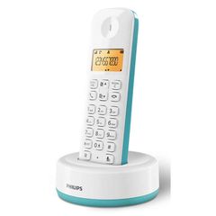 PHILIPS ασύρματο τηλέφωνο D1601T-34 με ελληνικό μενού & φωτιζόμενη οθόνη σε λευκό-πράσινο χρώμα