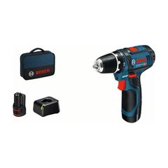 GSR 12V-15 Δραπανοκατσάβιδο Μπαταρίας 12V (2x2.0Ah) - ΜΕ ΜΠΑΤΑΡΙΑ & ΦΟΡΤΙΣΤΗ - BOSCH (#060186810F)