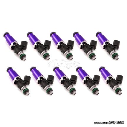 Injector Dynamics ID1300x,14mm (purple) adapters. Vehicle must be converted to top-feed injector fitment. Set of 10.