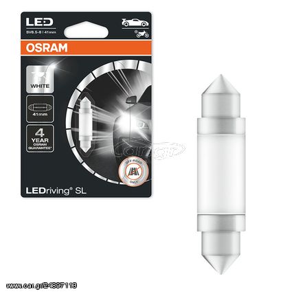 Λάμπα Led Σωληνωτή  41mm C5W SV8.5-8 12volt 0.6 watt 6000k Osram 6413DWP-01B 1 Τεμάχιο