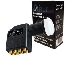 Ισχυρό LNB ARLI Octo 0,1db Universal με επιχρυσωμένους συνδέσμους F για σύνδεση με 8 δορυφορικούς δέκτες