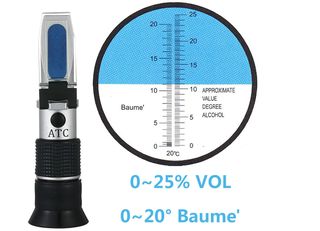 Διαθλασίμετρο 0-20% Baume, 0-25% vol