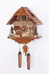 Ρολόι κούκος με χειροποίητη παράσταση αλπικού σπιτιού, μουσική, εκκρεμές, με νερόμυλο  Κωδ. 475QM  