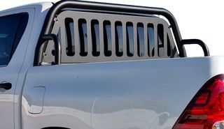 Roll bar inox  Μαύρο 1.5 Σκέλους με επίπεδη σχάρα τύπου (Hummer) Toyota Hilux Revo