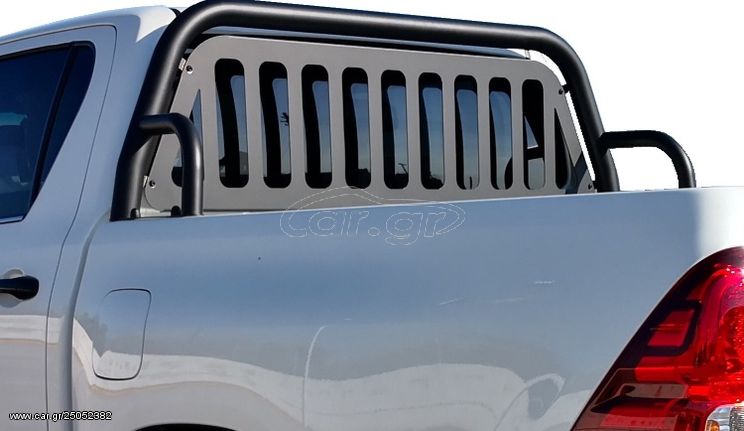 Roll bar inox  Μαύρο 1.5 Σκέλους με επίπεδη σχάρα τύπου (Hummer) Toyota Hilux Revo