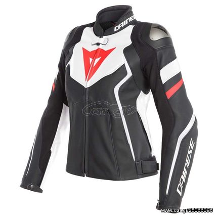 ΜΠΟΥΦΑΝ DAINESE AVRO 4 LADY LEATHER JACKET (Black-Matt-White-Fluo-Red)