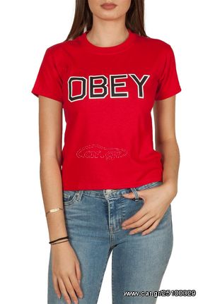 Obey Tough shrunken t-shirt red  - 266801536