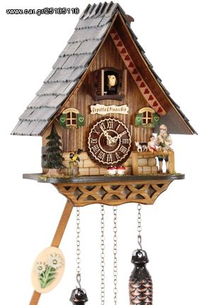 Ρολόι κούκος με χειροποίητη παράσταση αλπικού σπιτιού, Πινόκιο & Τζεπέτο. Κωδ:4251QM