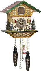 Ρολόι κούκος με χειροποίητη παράσταση παραδοσιακού αλπικού σπιτιού. Κωδ: 4263QMS --- www.CuckooClock .gr ---