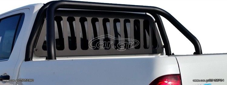 Roll bar inox Μαύρο 2 Σκελών με επίπεδη σχάρα τύπου (Hummer) Hilux Revo 2017+