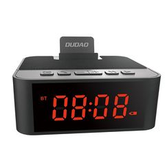 Dudao AUX Multifunctional Bluetooth Speaker Alarm Clock Phone Holder micro SD card reader FM radio black