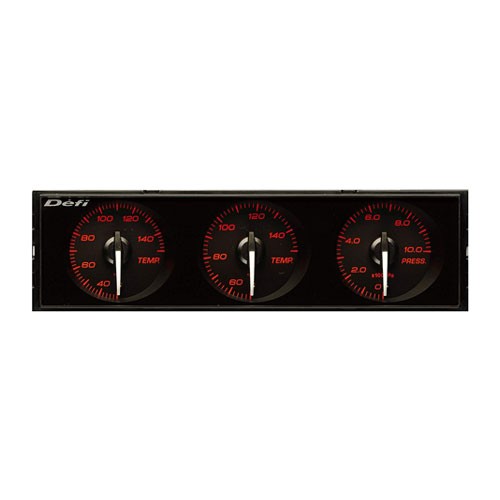Defi Din Gauges Right Angle, Black Dial, Red Illumination, White Pointer
