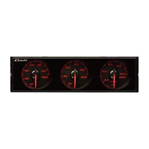 Defi Din Gauges Right Angle, Black Dial, Red Illumination, Red Pointer