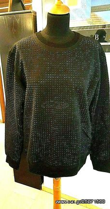 GUYLOOK UNISEX Avant Garde Sweatshirt με Μαυρα Στρας  LARGE